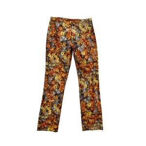 Sunburst Floral Wide-Leg Pants in Orange and Yellow